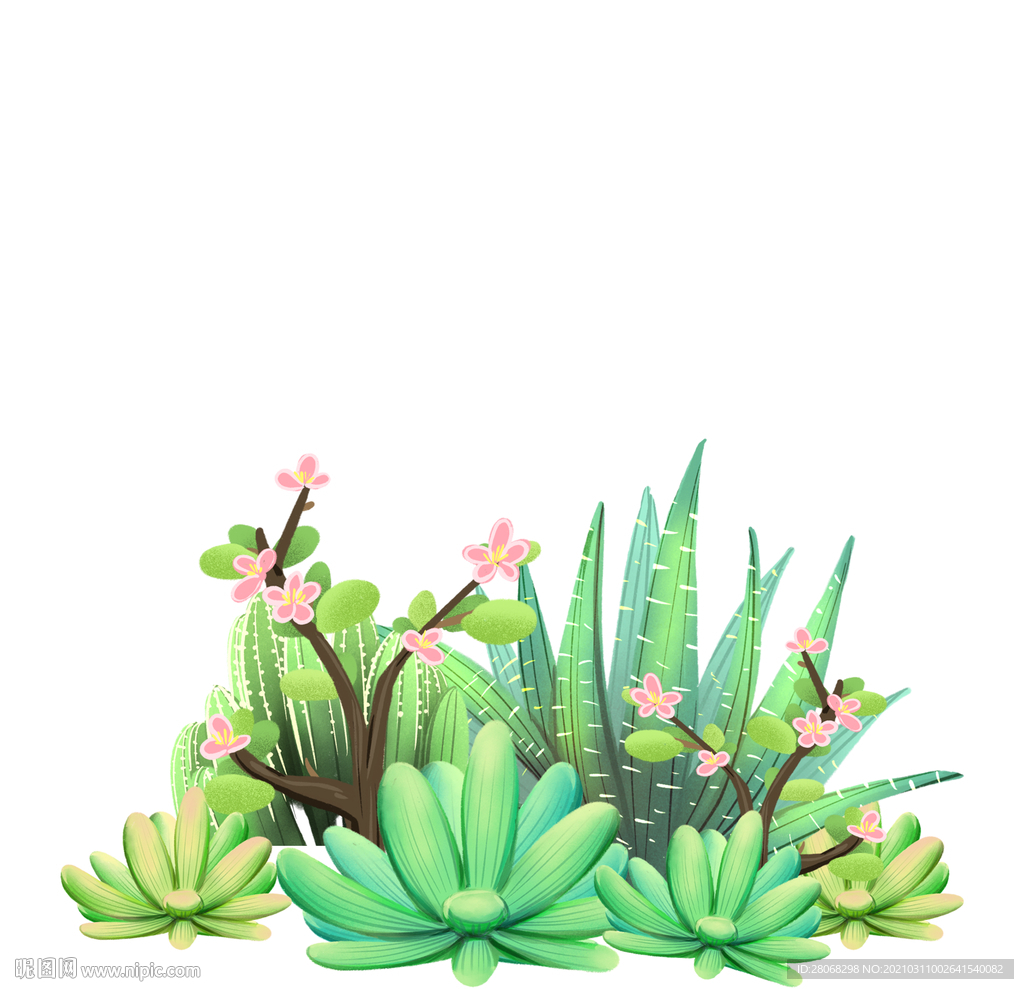 卡通装饰绿色植物元素