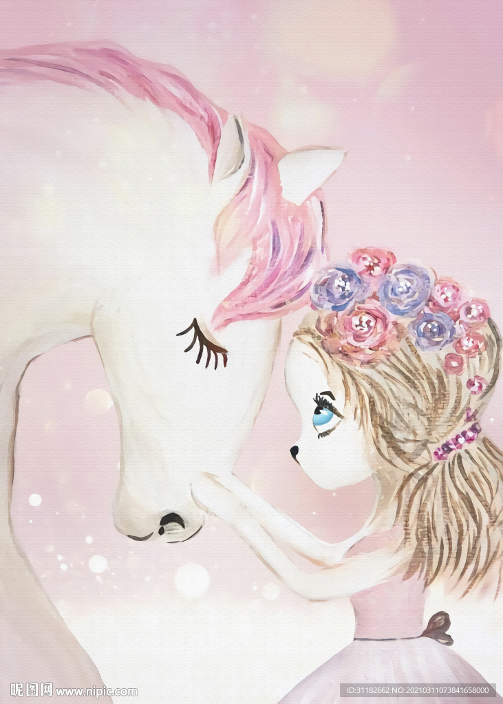 卡通独角兽装饰画