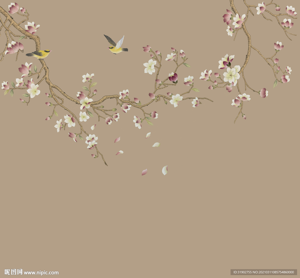 高清玉兰花背景墙