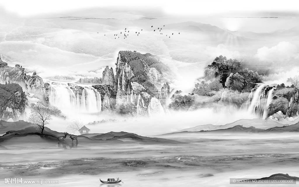 背景墙新山水高档画 TIF分层