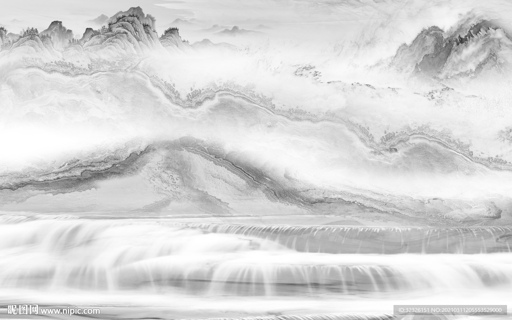 大理石新山水高档画 TIF分层