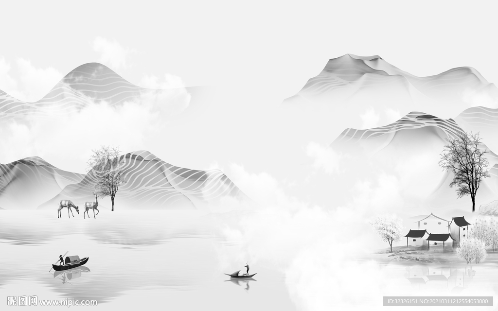 高清 新山水高档画 TIF分层