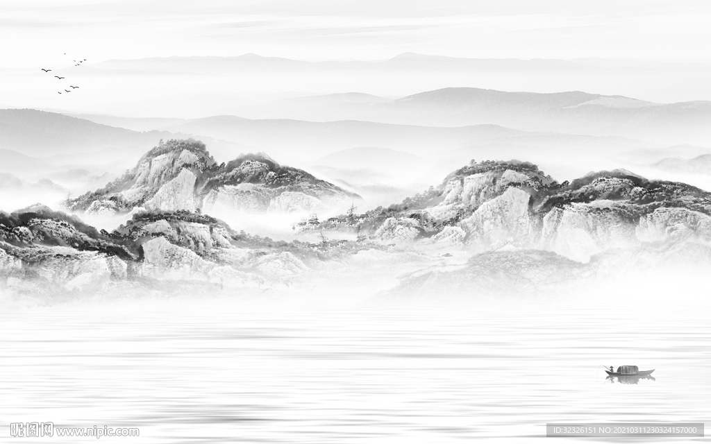 中国风新山水意境画 TIF分层