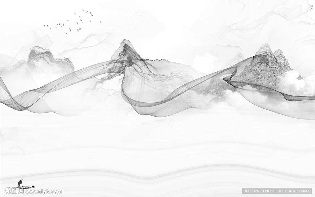 最新新山水意境画 TIF分层