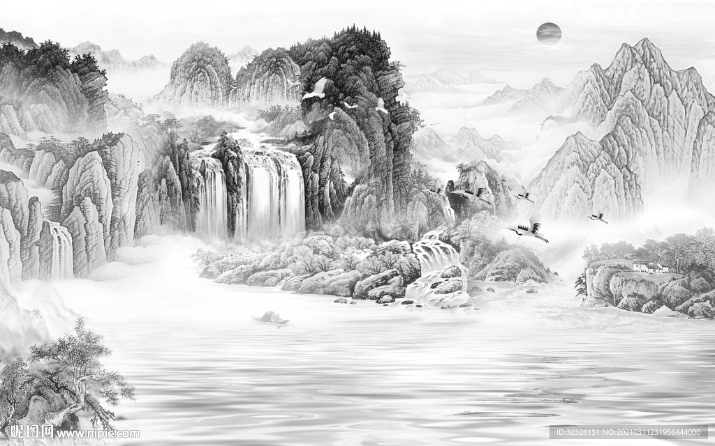 现代新山水意境画 TIF分层