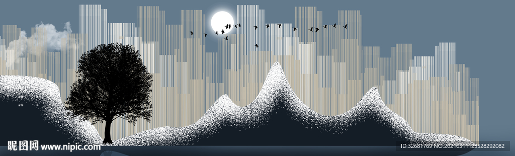 抽象线条山水玄关