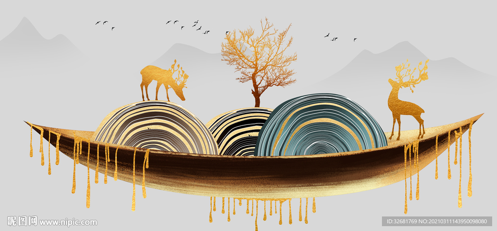 麋鹿年轮晶瓷画