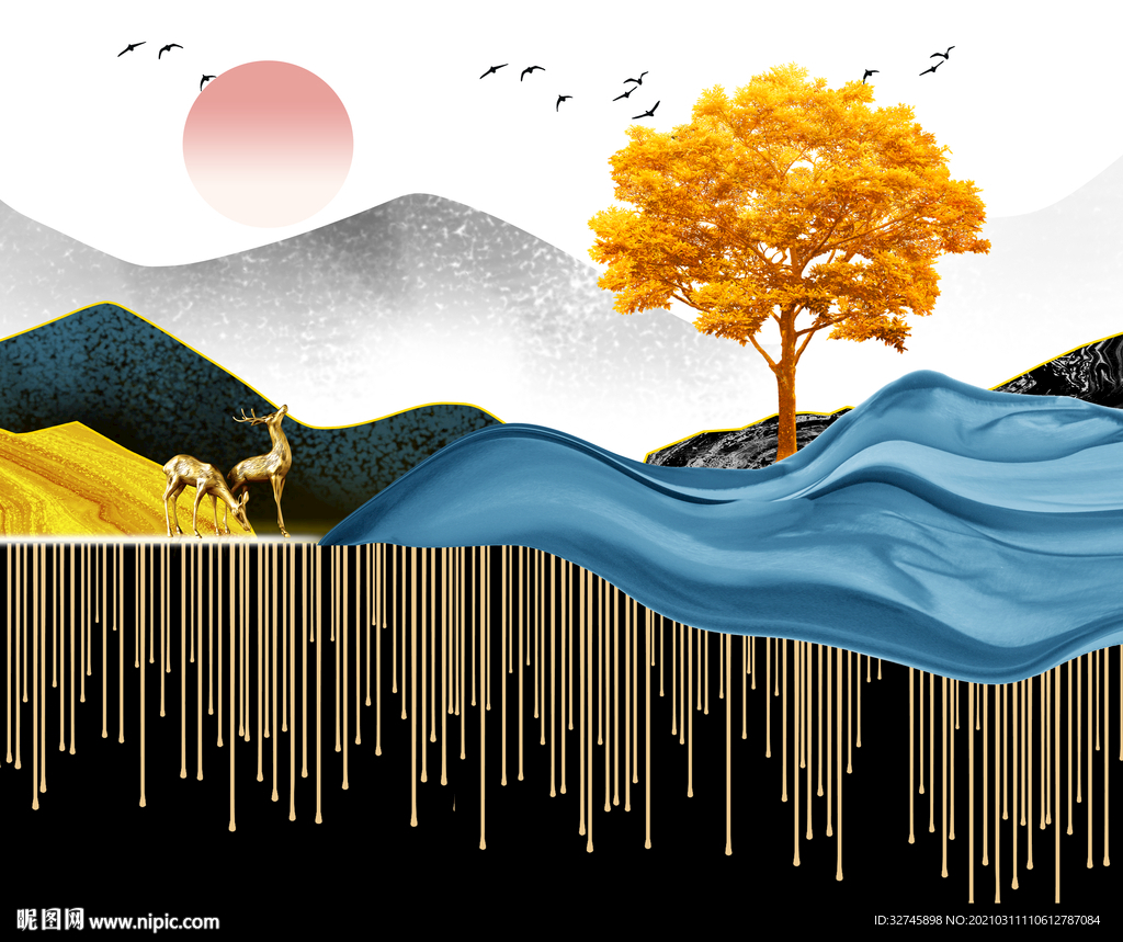 麋鹿山水玄关
