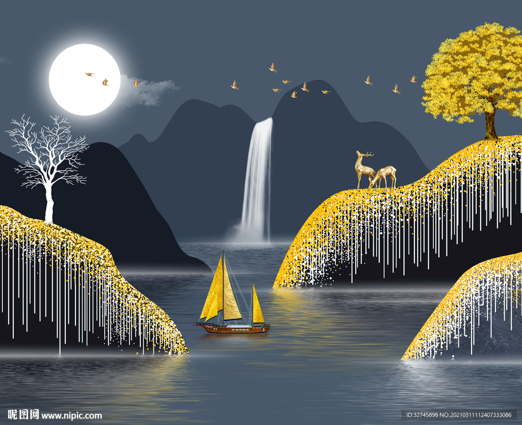 抽象麋鹿山水玄关