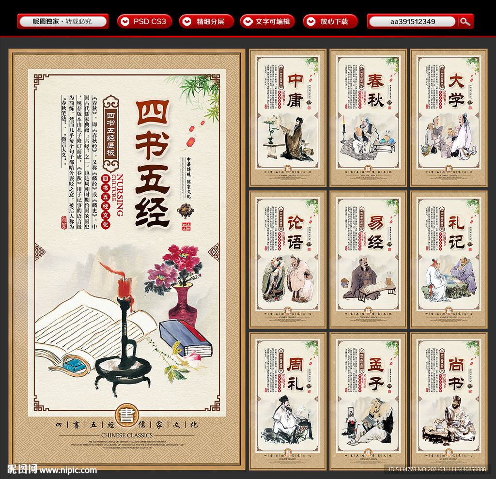 四书五经展板