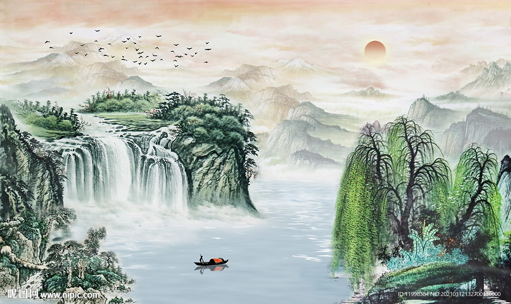 美景山河背景墙