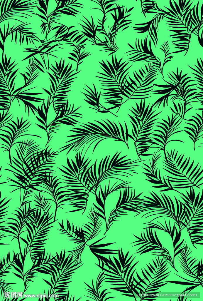 高清数码手工印花时尚叶子