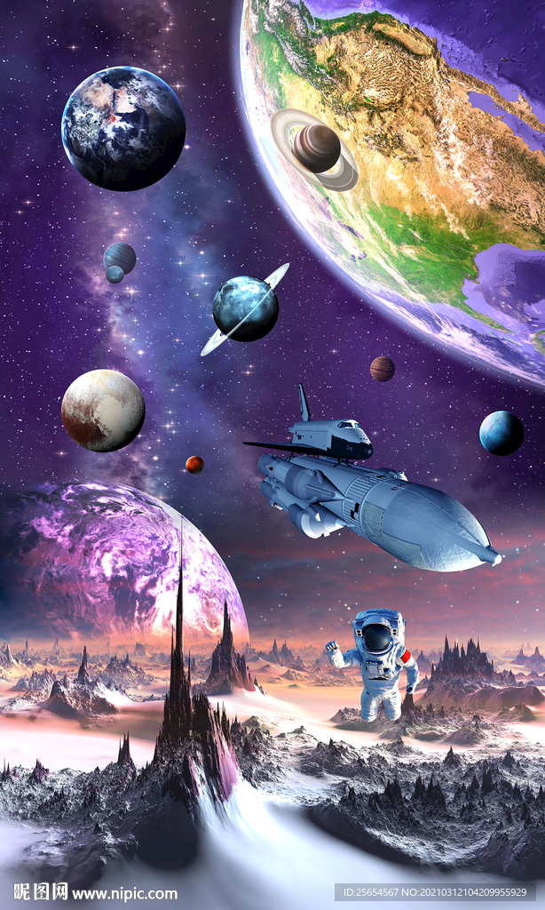 星际宇航员立体地画