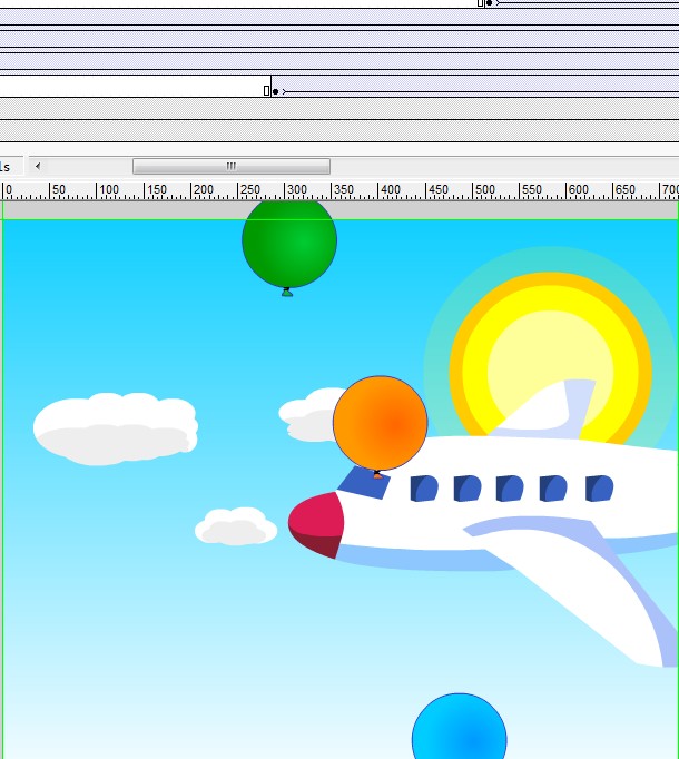 蓝天白云气球飞机太阳的动画