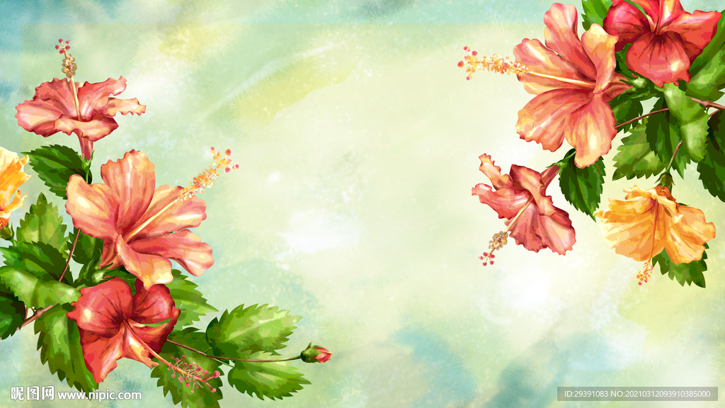 水彩花卉源文件背景图