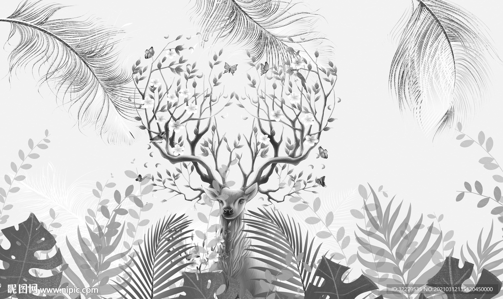 现代 高端新北欧画 文件分层