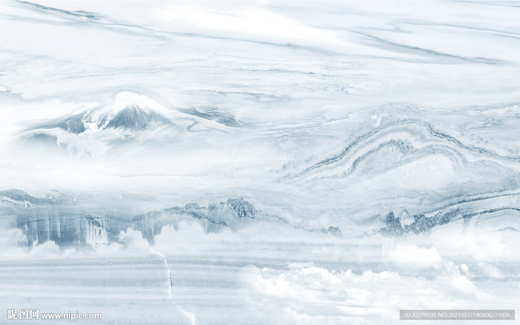 石纹山水画电视墙 文件分层画