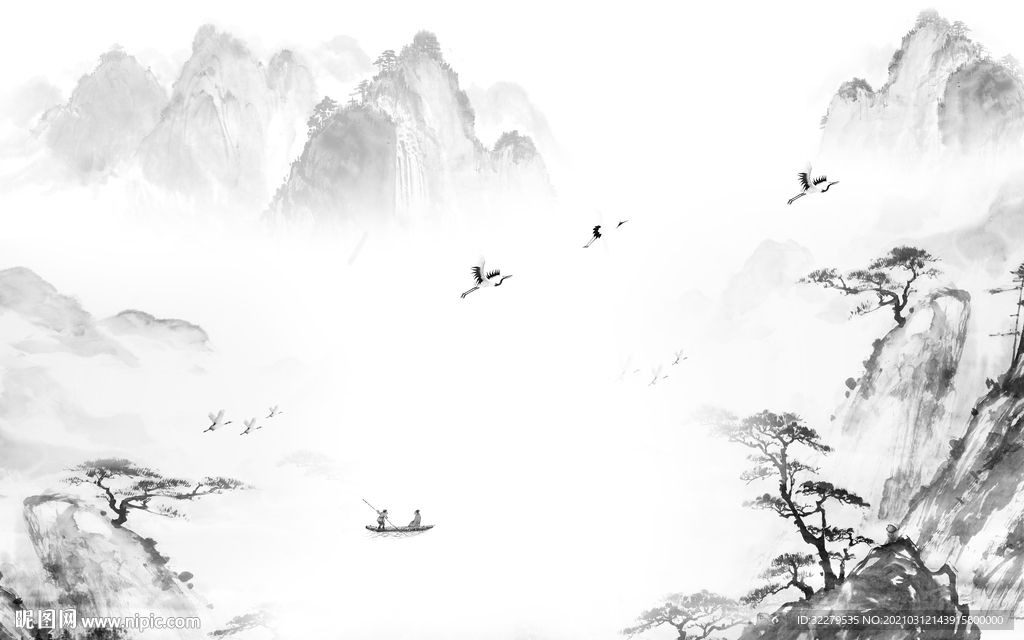 现代 新山水无框画 文件分层画