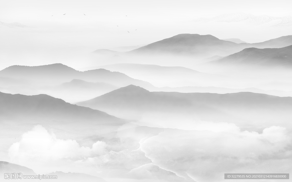 山水电视背景 文件分层画