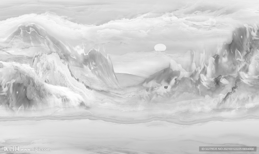 大理石山水电视背景 文件分层画