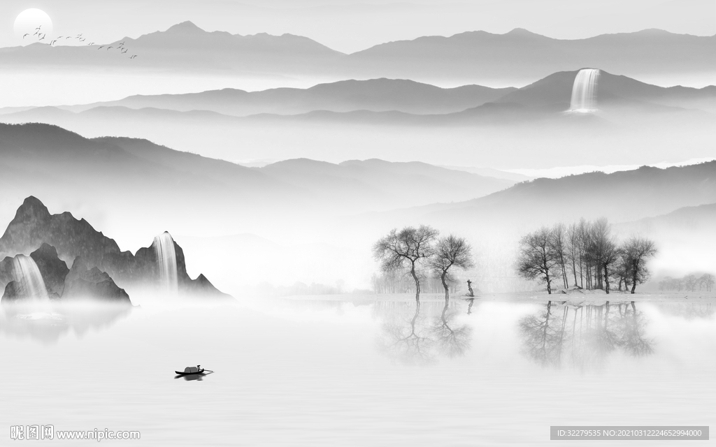 意境山水电视背景 文件分层画