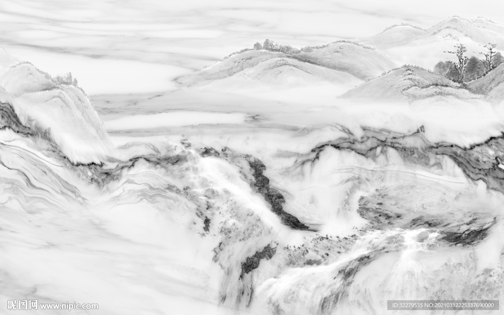 石纹山水电视背景 文件分层画