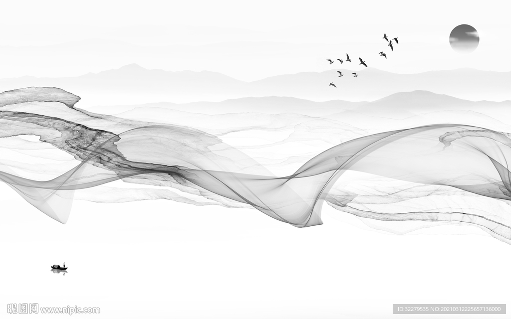 现代 山水电视背景 文件分层画