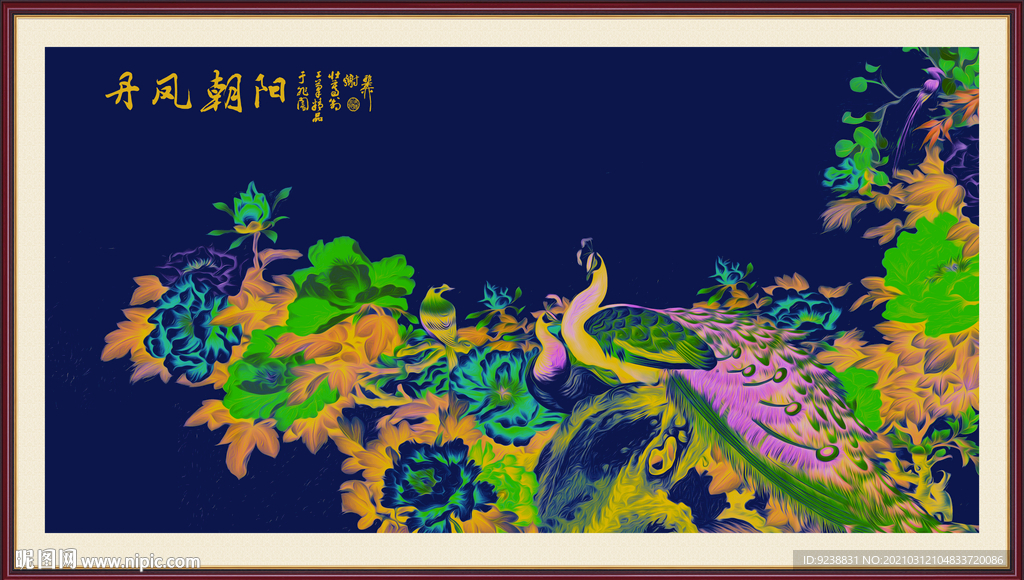 孔雀金箔装饰画