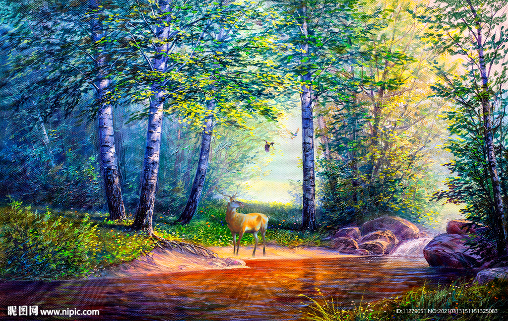 森林风景油画