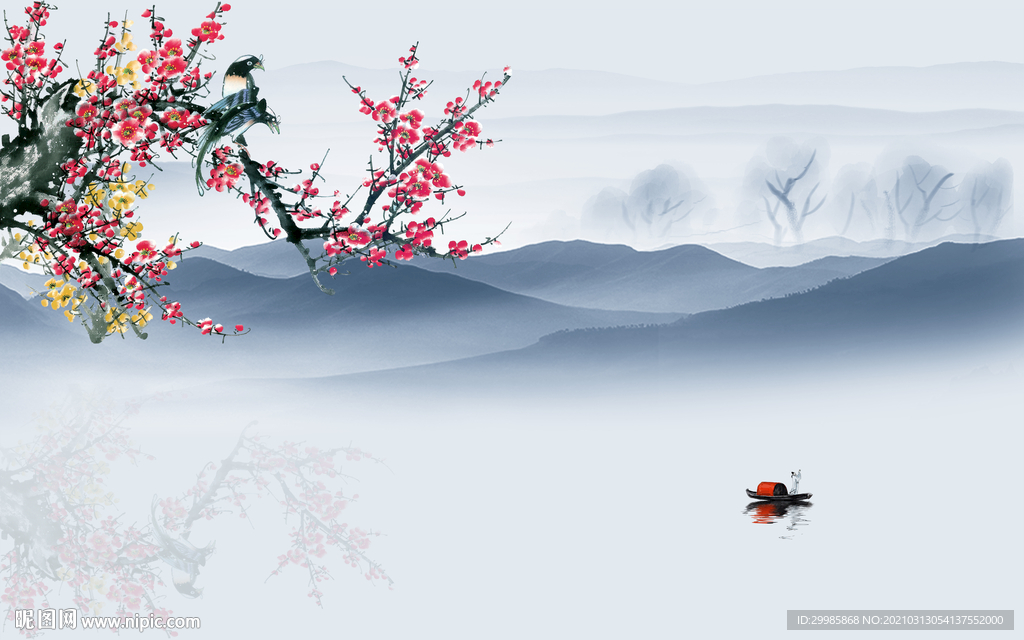 简约新山水意境画 tif分层