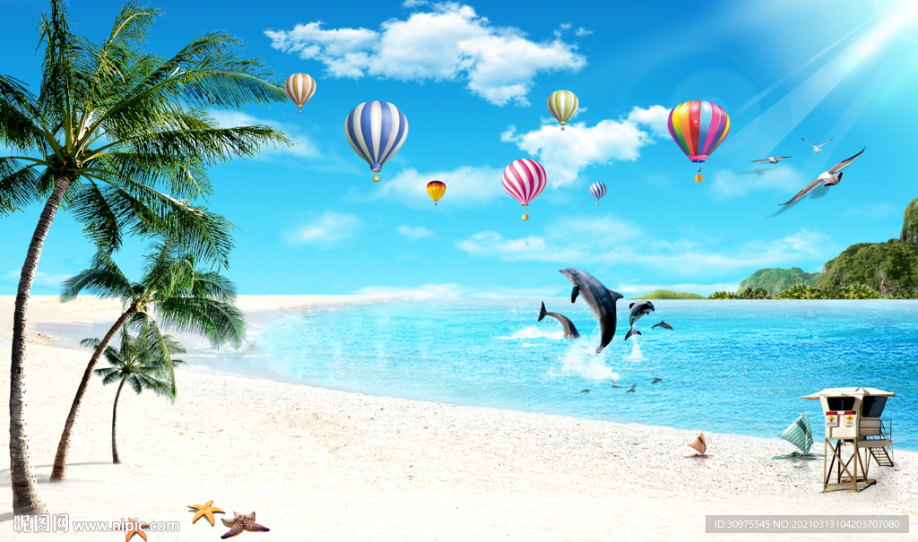 沙滩海豚热气球