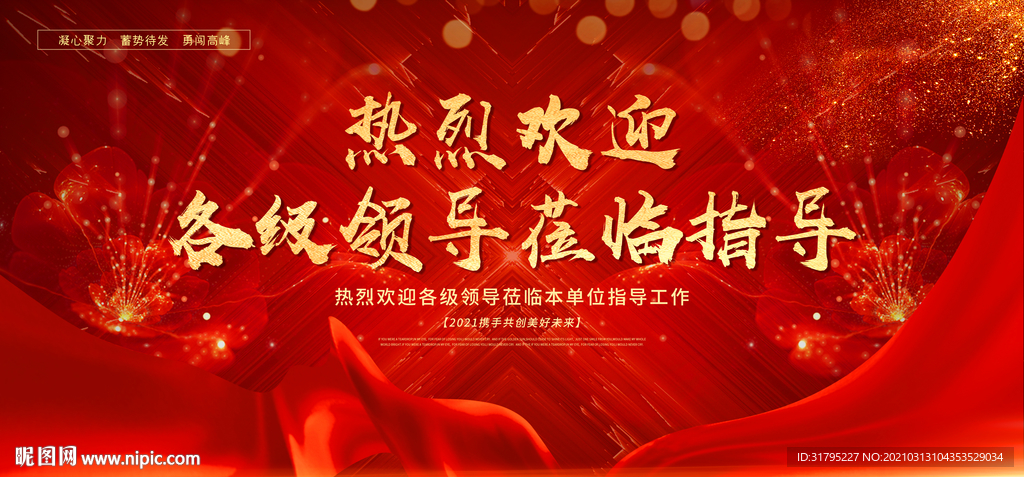 热烈欢迎领导莅临指导背景板