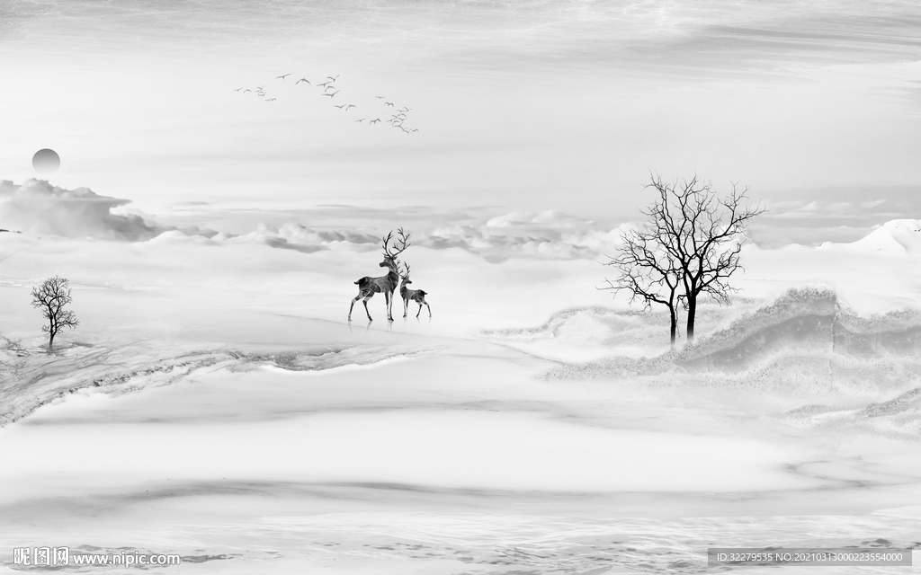 新山水简约画 文件分层画