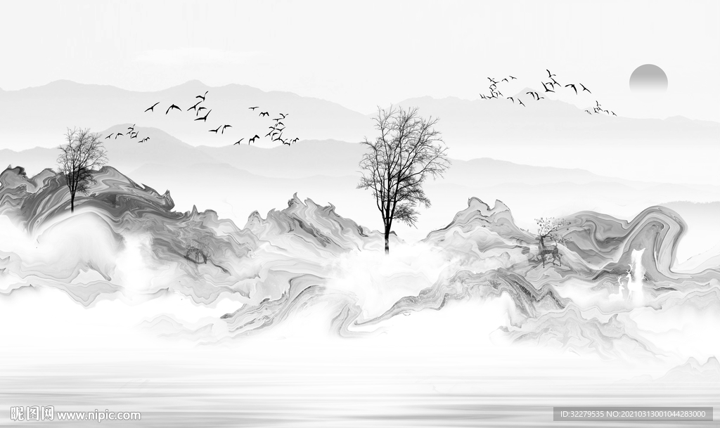 最新新山水简约画 文件分层画