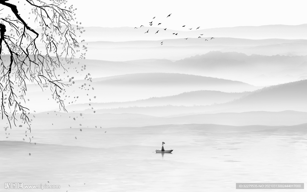 现代 新山水简约画 文件分层画