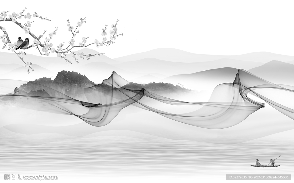 简约新山水高端画 文件分层画