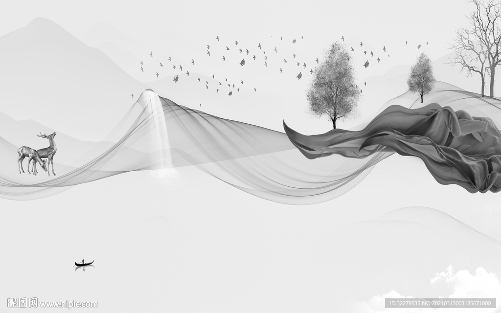 高级新山水高端画 文件分层画