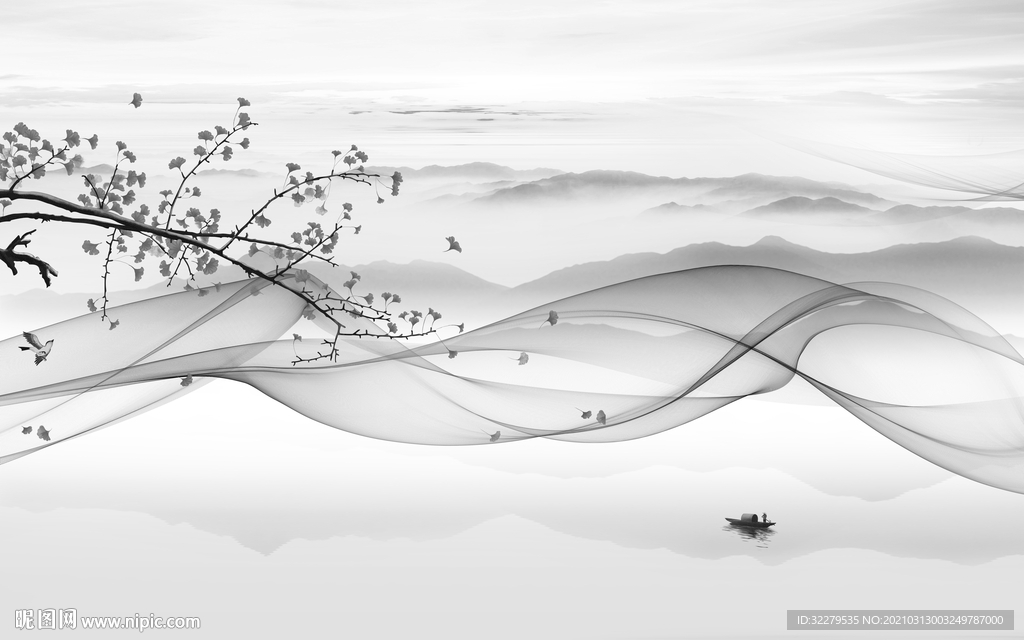 高清新山水高端画 文件分层画