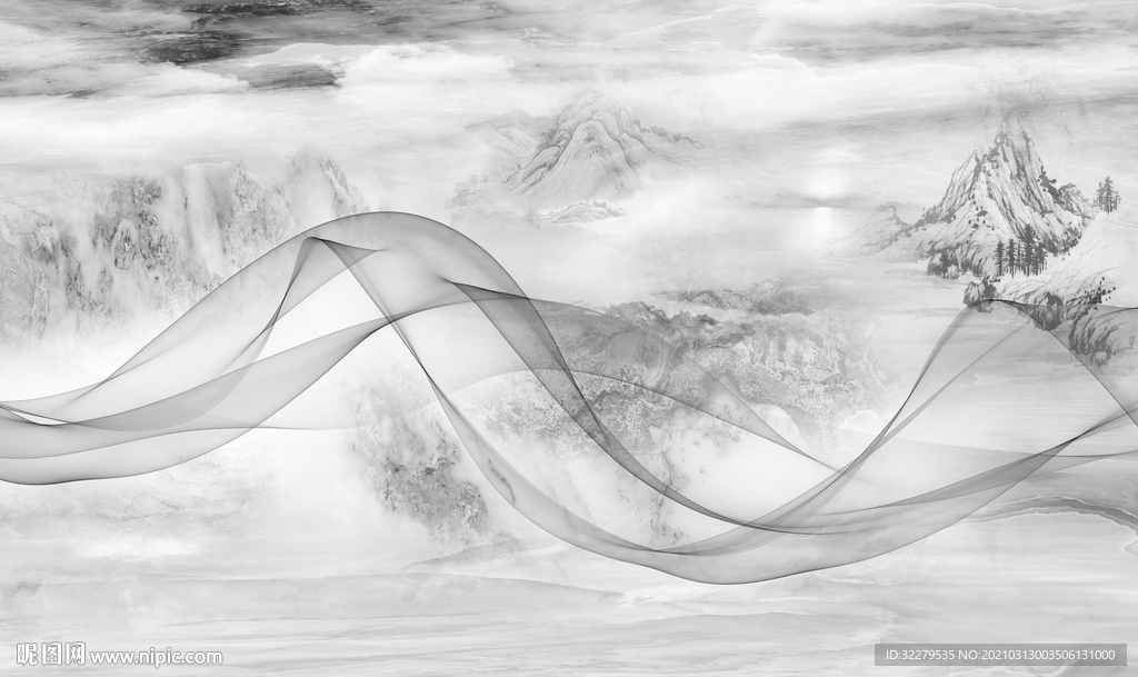 石纹新山水高端画 文件分层画