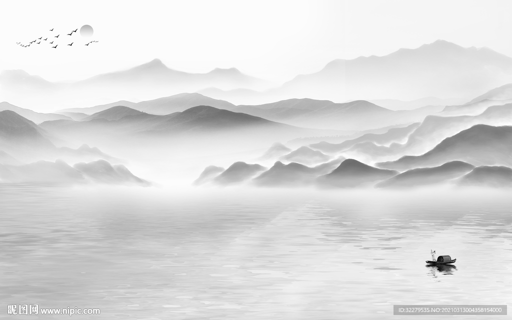 客厅新山水爆款画 文件分层画