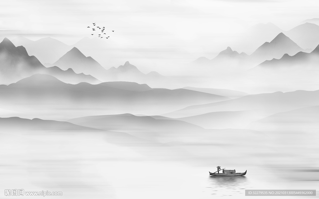 中式新山水爆款画 文件分层画