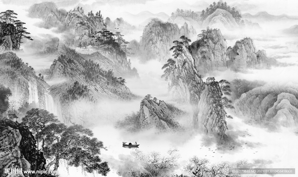 国画新山水爆款画 文件分层画