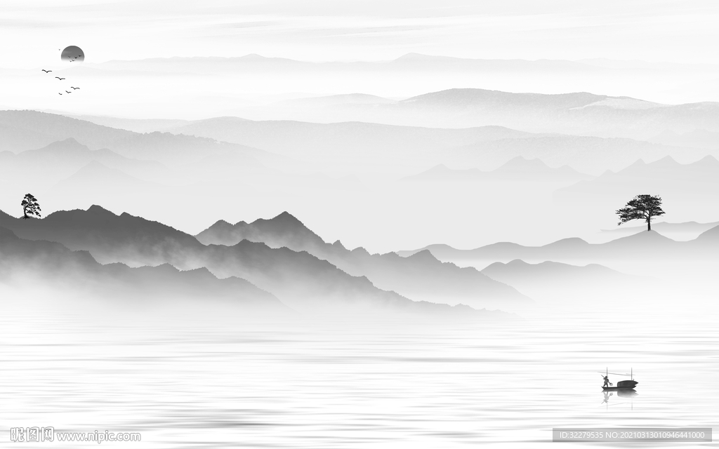 大气新山水爆款画 文件分层画