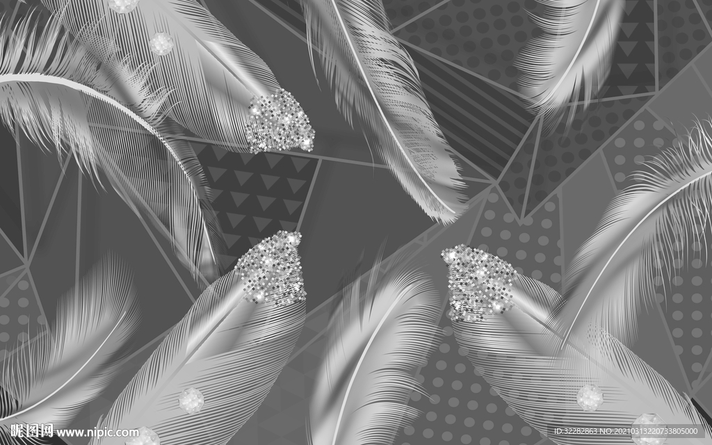 羽毛欧式背景画 文件分层