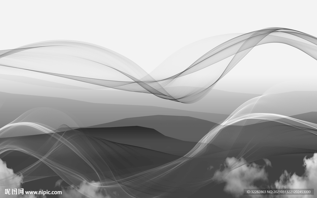 爆款灰色背景山水 文件分层