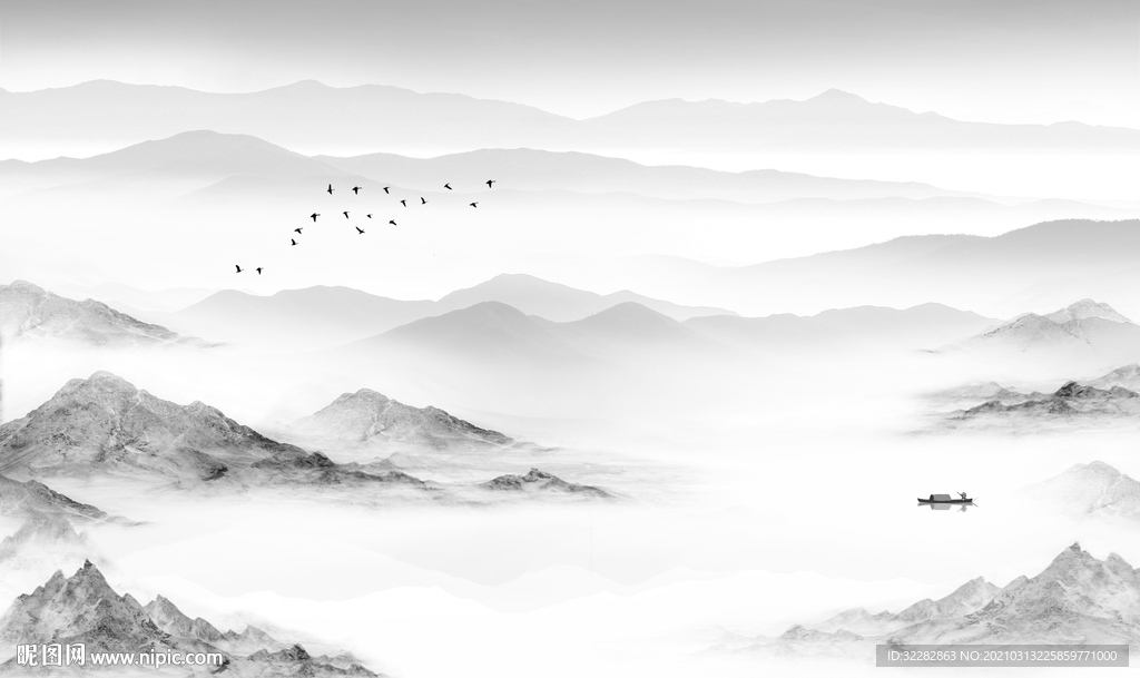 高档大气背景山水 文件分层