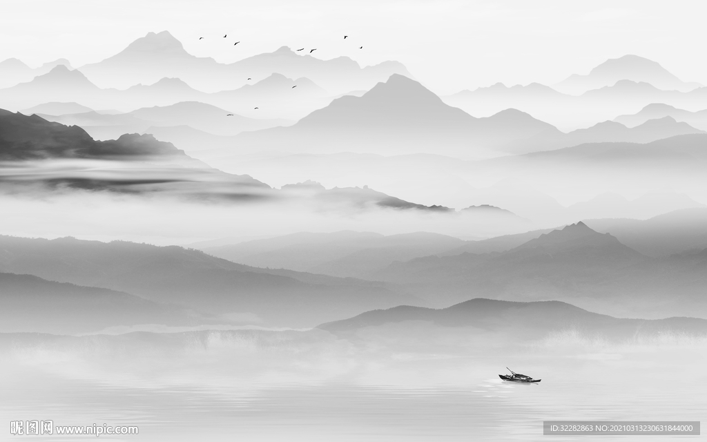 高清大气背景山水 文件分层