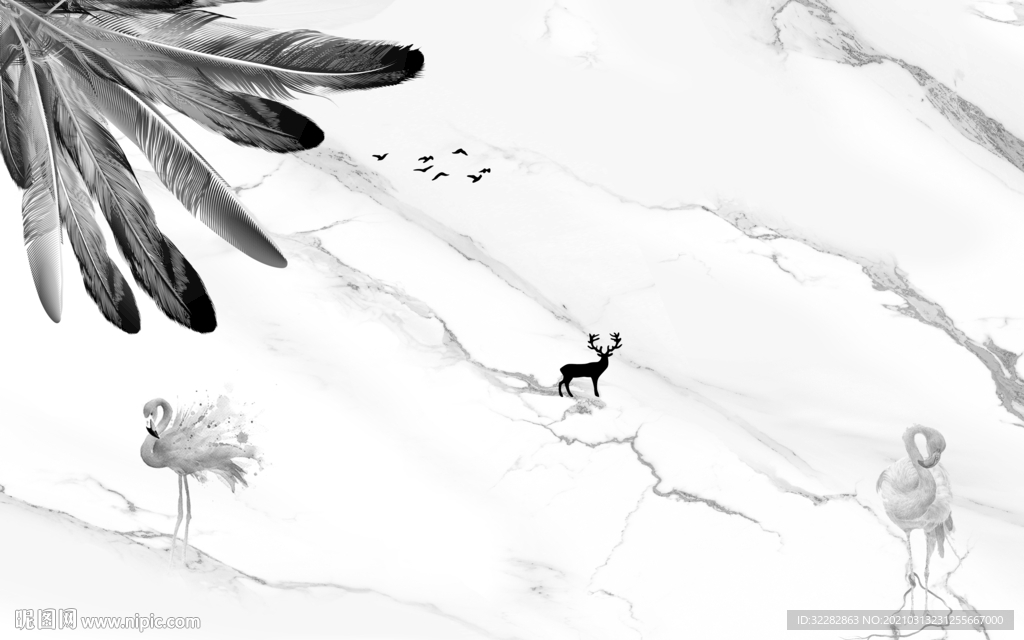 羽毛新欧式背景画 文件分层