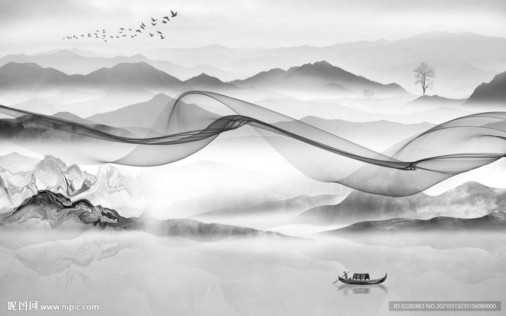 高档高清背景山水 文件分层