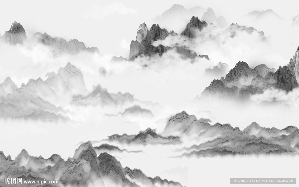 中国风高清背景山水 文件分层